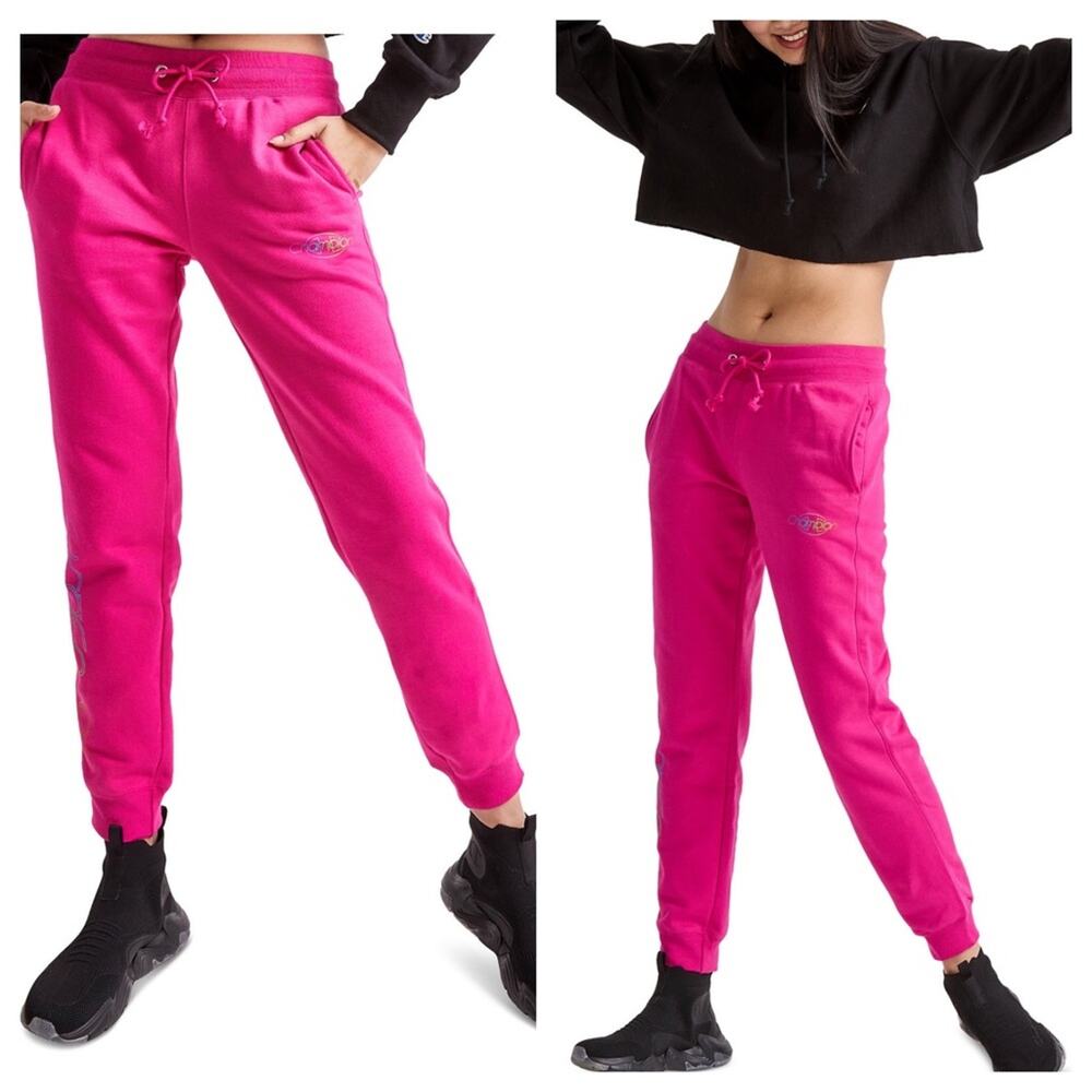 NWT Champion Reverse Weave Sweatpants Joggers Pink Logo Pockets Thick Womens M - Picture 2 of 7